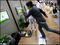 Man playing a Wii game