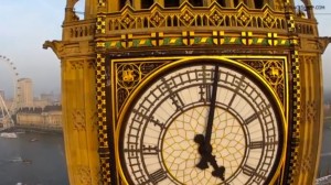 Big Ben and London Eye from drone camera