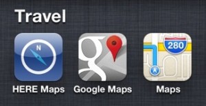 Here Apple Google Map apps