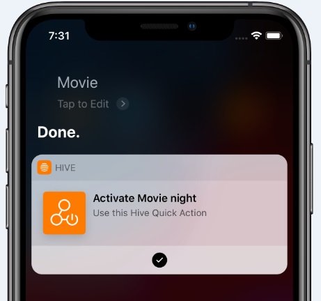 Hive Quick Actions via Siri