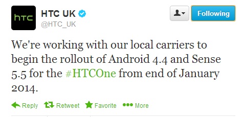 HTC One to officially taste KitKat in January